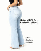 Women's BBL Wide Leg Jeans - High Waisted Butt Lifting Straight Denim, Plus Size, Zero Posterior Gap, Stretchy Slimming Fit