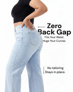 Women's BBL Wide Leg Jeans - High Waisted Butt Lifting Straight Denim, Plus Size, Zero Posterior Gap, Stretchy Slimming Fit