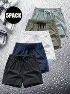 Summervibes Men's 5 Pack 5'Sport ShortsQuick Dry, Breathe Gym Wear, BreathableAthletic Running Shorts with Zipper Pocket,Summer Workout