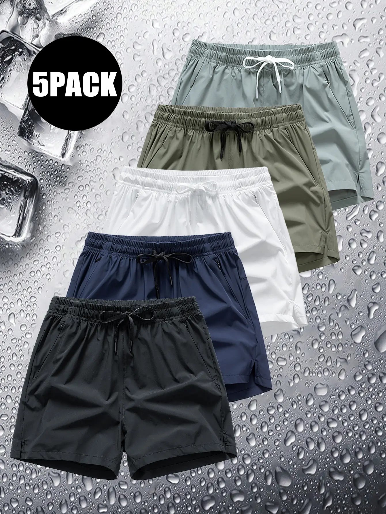 Summervibes Men's 5 Pack 5'Sport ShortsQuick Dry, Breathe Gym Wear, BreathableAthletic Running Shorts with Zipper Pocket,Summer Workout