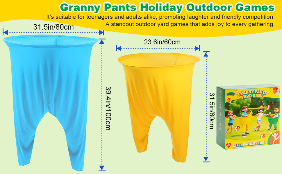 21PCS Granny Pants Yard Toss Game Set, Hilarious Outdoor Throwing Game for Adults & Teens | Includes Large & Small Granny Pants, Inflatable Balls, Detachable Suspenders & Air Pumps, Ideal for Family Parties, Reunions & Camping