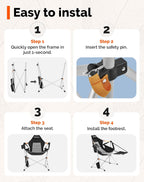 Hammock Camping Chair with Footrest & 90–130° Backrest Black/Grey | Swinging Camping Chairs for Adults 180 kg Capacity Stable 6-Point Frame Cup Holder & Pillow for Beach, Garden & Patio