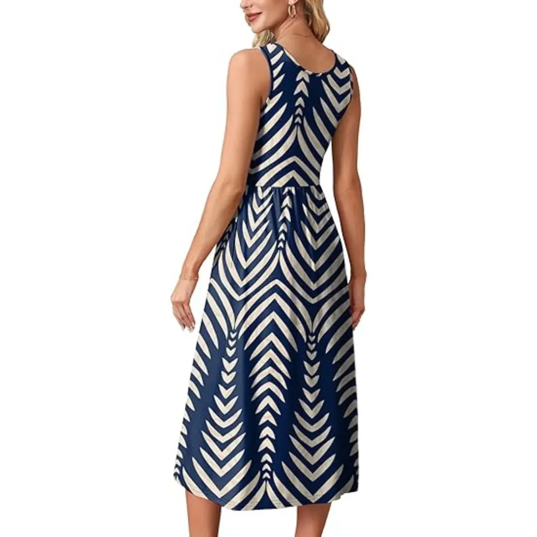WIHOLL FASHION SwimWeek Summer Dressesfor Women Flowy Casual Midi Dress BeachVacation Sundresses with Pockets BohemianWomenswear Sleeveless