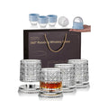 4-Pack Rotating Crystal Whiskey Glasses with4 Ice Ball Molds & Gift Box, Stress Relief,Spinning Drinking Glass Tumbler Set for ColdBeverages, Whiskey lovers, Parties and HomeBar, Perfect for Halloween, Thanksgiving,Christmas, Birthdays Occasion