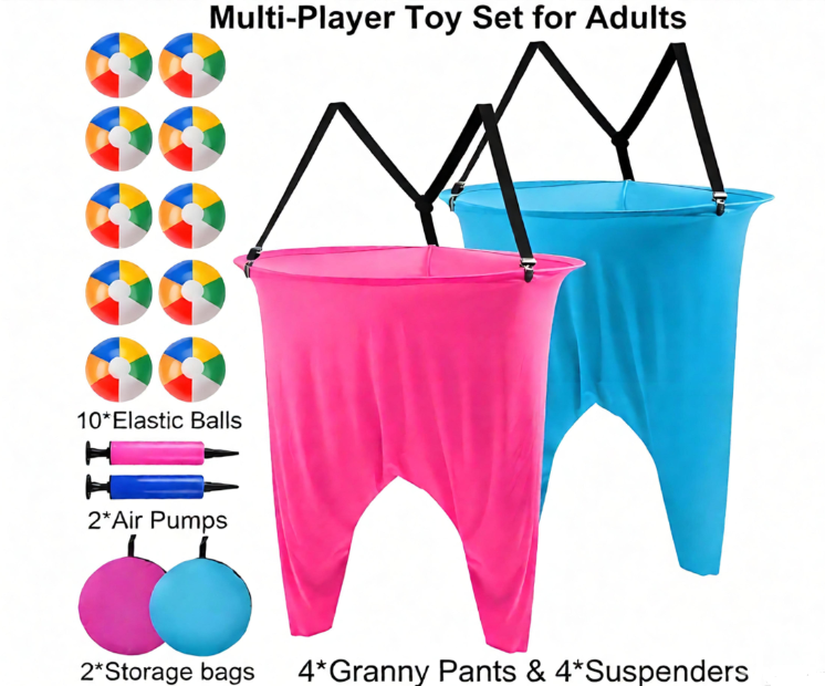 21PCS Granny Pants Yard Toss Game Set, Hilarious Outdoor Throwing Game for Adults & Teens | Includes Large & Small Granny Pants, Inflatable Balls, Detachable Suspenders & Air Pumps, Ideal for Family Parties, Reunions & Camping